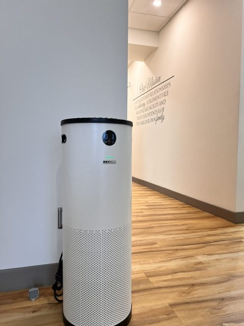 Surgically Clean Air purifier in the hallway