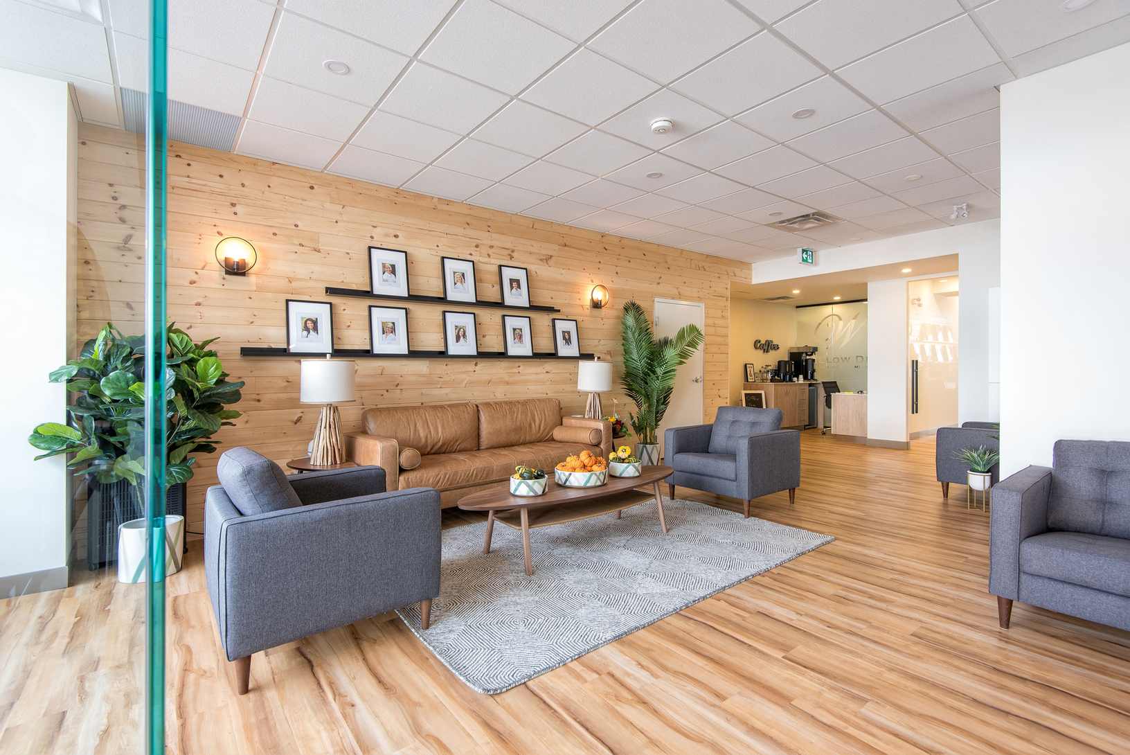 Willow Dental reception lounge with soft lighting and comfortable seating